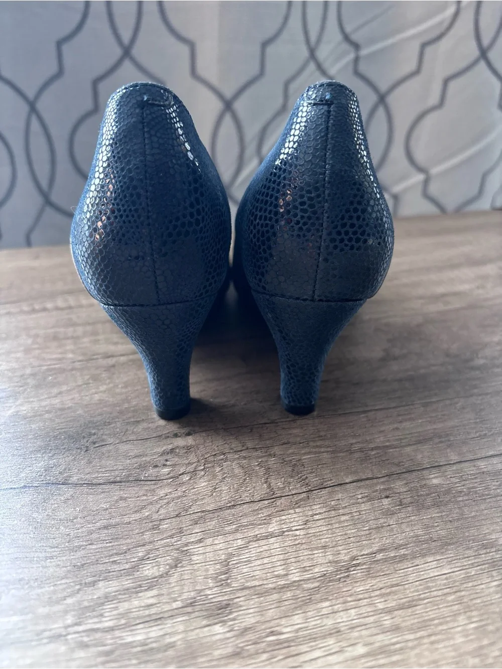 Ros Hommerson Blue Pointed Toe Flats with Silver Accent